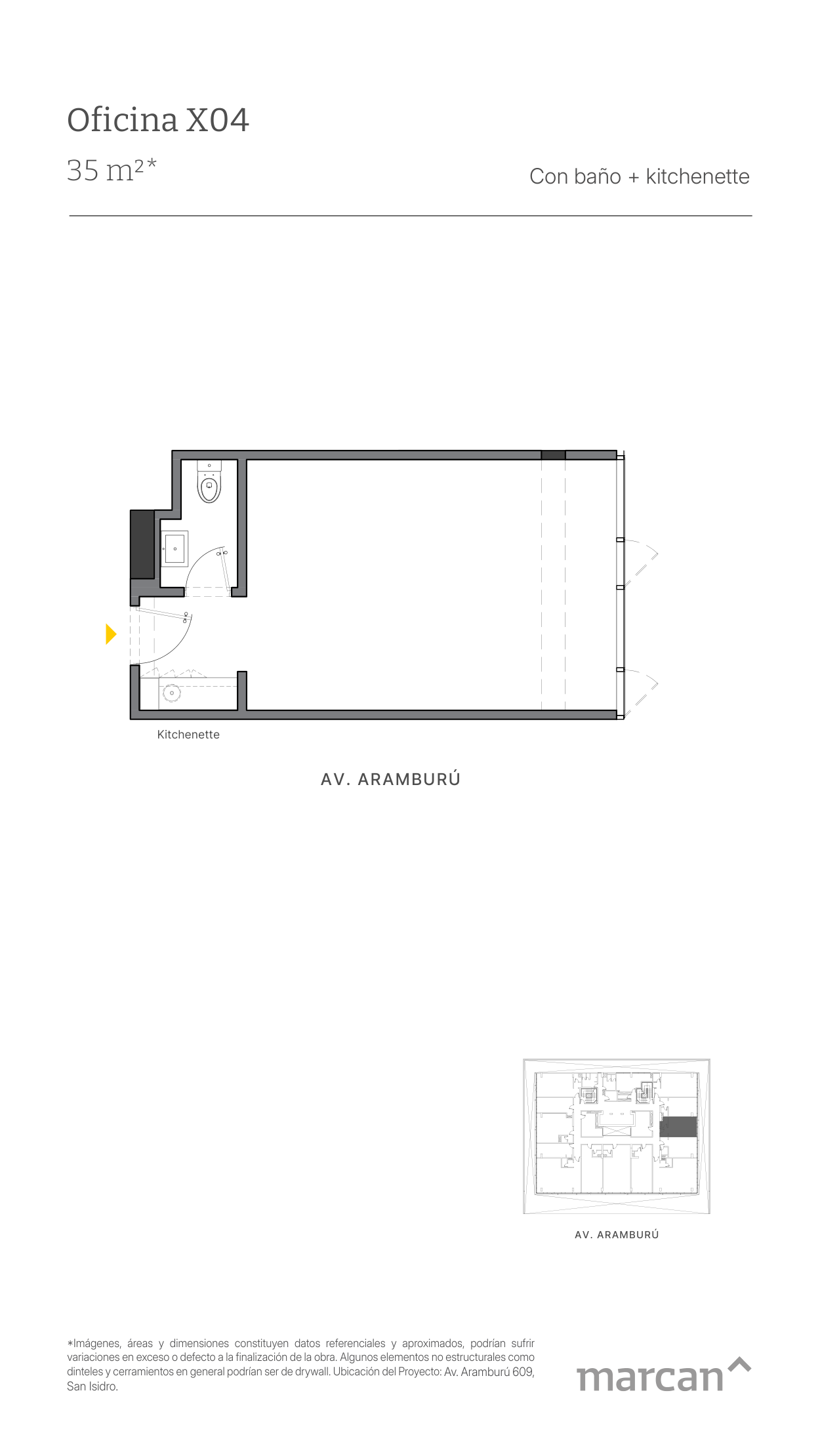 Plano referencial de oficina 208.
