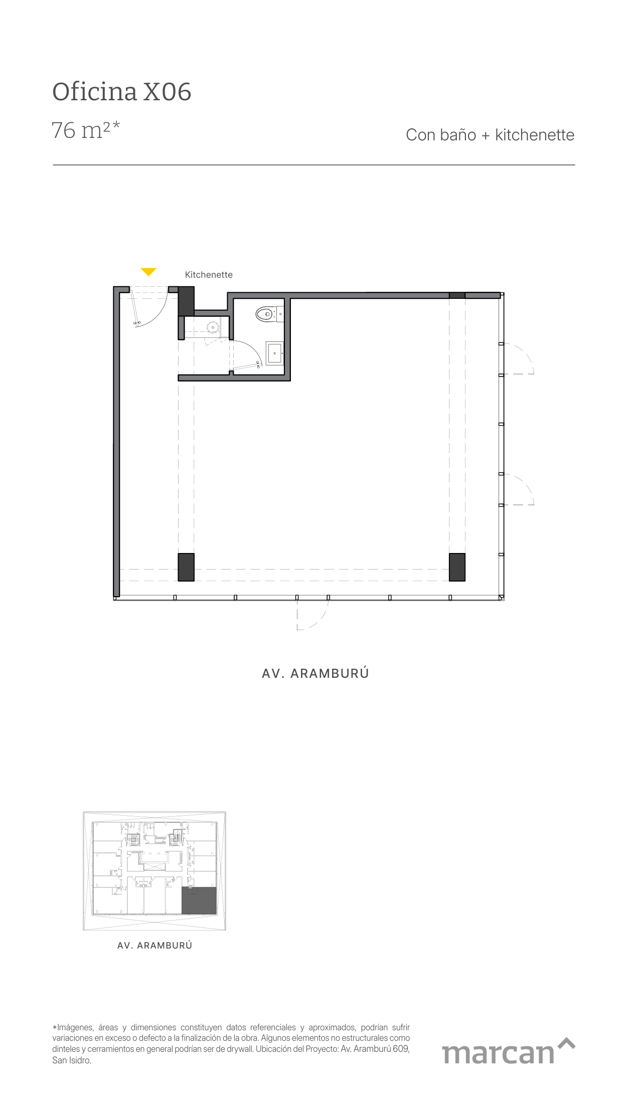 Plano referencial de oficina 206.