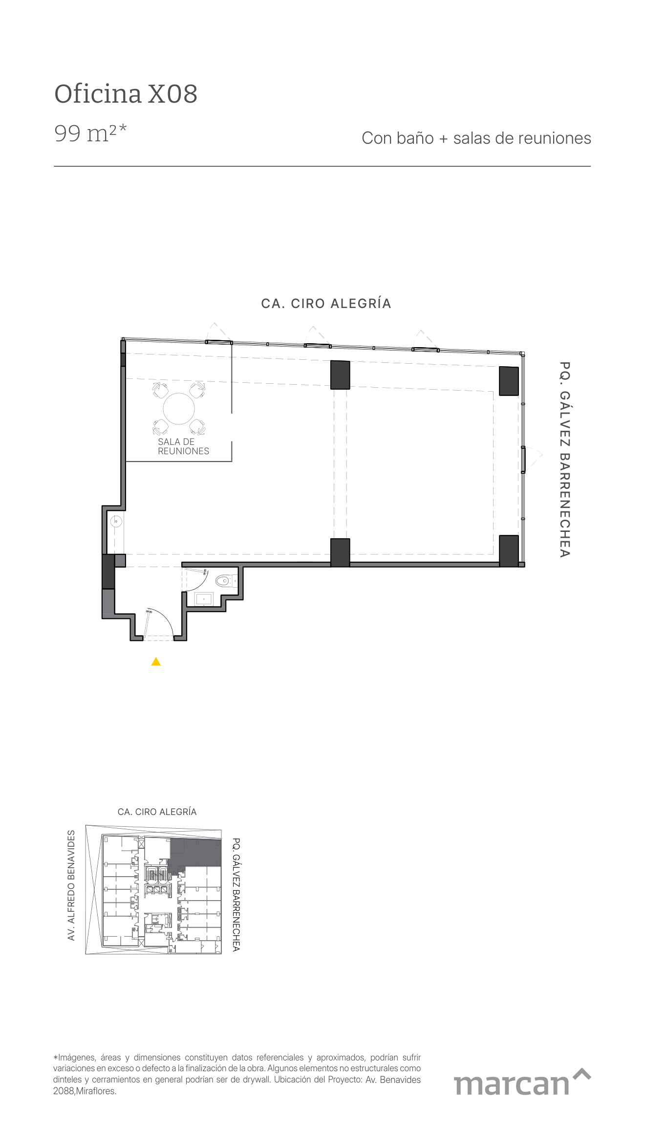 Plano referencial de oficina 408 de Time Benavides.